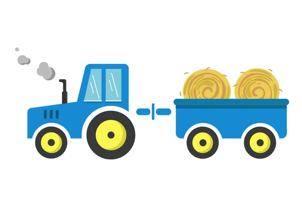 Traktor Pótkocsival Szénatermelés Traktoros Szállítás Vektorszín Illusztráció Árucikkek Reklámanyagok Infografikájában — Stock Vector