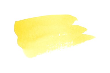 Güzel şekilli sarı suluboya fırça darbesi. Dekorasyon ve soyut arkaplanlar için uygun