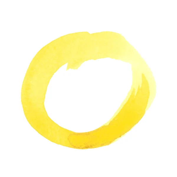 Pincelada Aquarela Forma Anel Círculo Fundo Abstrato Cor Amarela Perfeito — Fotografia de Stock