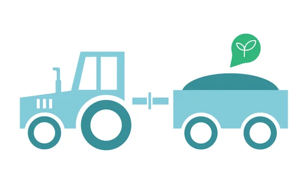 Traktor Pótkocsival Szénatermelés Traktoros Szállítás Vektorszín Illusztráció Árucikkek Reklámanyagok Infografikájában — Stock Vector