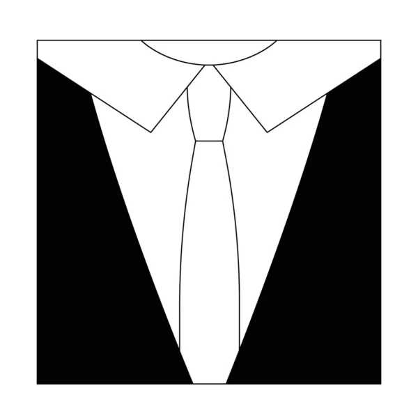 带着一件正方形的衬衫和一件夹克的领带 适合作为图标使用 以表明严格的服装风格 遵守服装规范 简单的黑白矢量图像 — 图库矢量图片