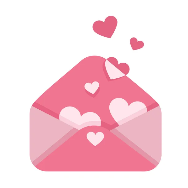 Любовное Письмо Окунаемся Множеством Сердец Мягкие Оттенки Красного Розового Плоский — стоковый вектор
