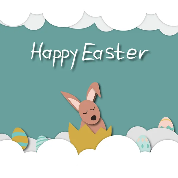 Pohlednice Jednodenní Velikonoce Zajíc Králík Velikonoční Vajíčka Kresba Vektor — Stockový vektor