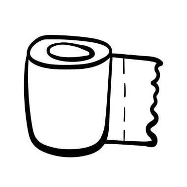 tuvalet kağıdı düz karalama simgesi, beyaz arkaplan üzerinde vektör