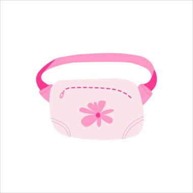 Şık ve modern renkli kemer çantası. Beyaz arkaplanda vektör çizimi