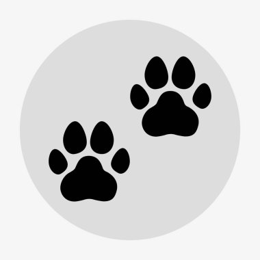 Şeffaf arkaplanda siyah pençe izi simgesi izole edildi. Köpek ya da kedi ayak izlerinin vektör silueti.