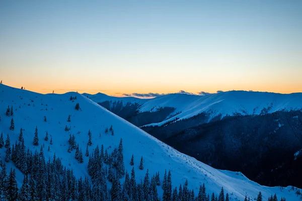 Increíble Paisaje Invierno Atardecer Montaña Gran Altitud Día Frío — Foto de Stock