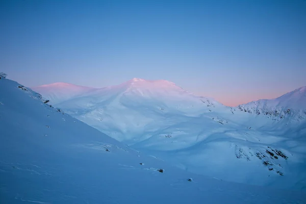 Increíble Paisaje Invierno Atardecer Montaña Gran Altitud Día Frío — Foto de Stock