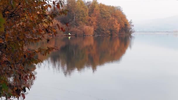 Pesca Pescadores Pontón Otoño Por Mañana — Vídeos de Stock