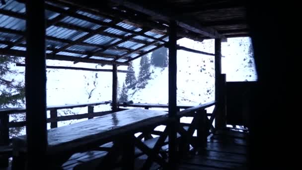 Śnieg Domku Górach — Wideo stockowe