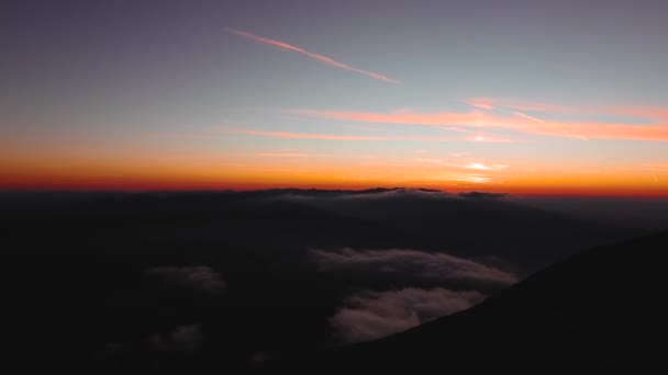 Belo Pôr Sol Topo Montanha Tempo Outono — Vídeo de Stock