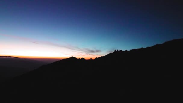 Belo Pôr Sol Topo Montanha Tempo Outono — Vídeo de Stock