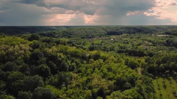 Dech Beroucí Vzdušná Krajina Nad Lesem Přirozeném Světle Během Jara — Stock video