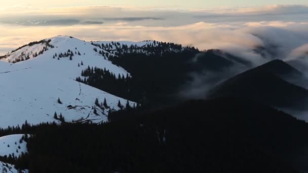 Nascer Sol Incrível Montanha Temporada Inverno — Vídeo de Stock