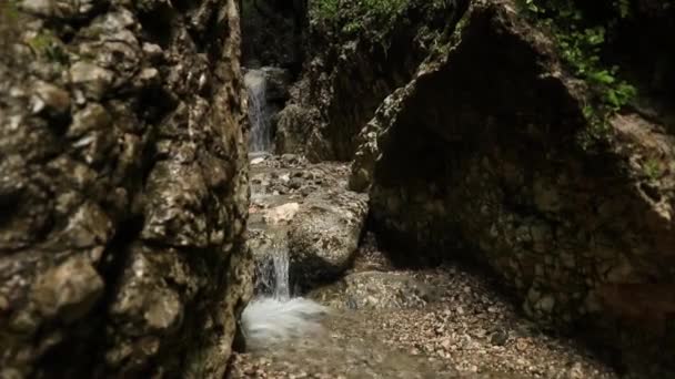 Amazing Waterfall Flowing Rocks Mountain Summer — Stock video