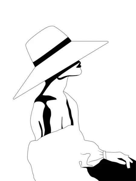 Illustration Vectorielle Femme Dans Chapeau — Image vectorielle