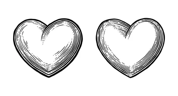 Серце Променями Векторна Чорна Старовинна Гравюрна Ілюстрація Ізольована Білому Тлі — стокове фото
