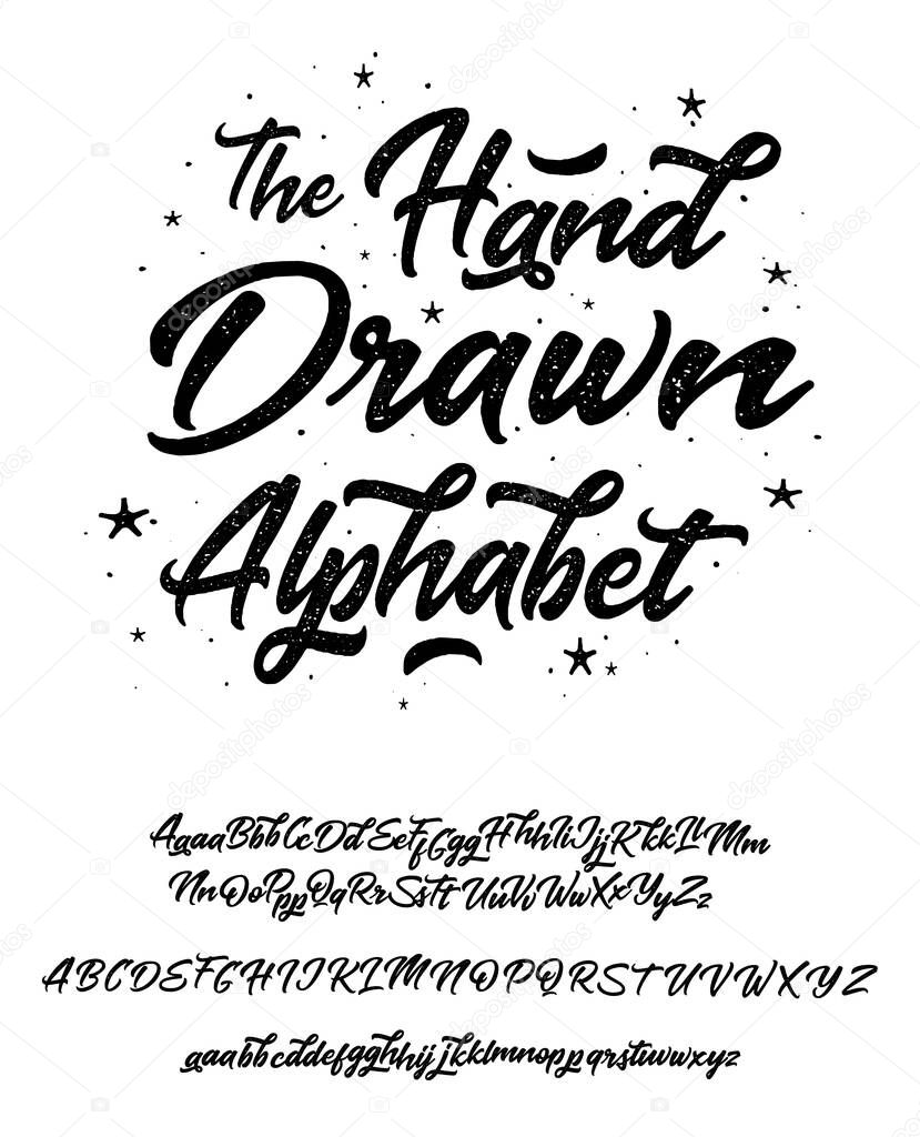 Vector Alphabet. Exclusive Custom Letters. Lettering and Custom Typography for Designs: Logo, Poster, Invitation, Card, etc. Vector Brush Typography. Handwritten brush style modern cursive font.