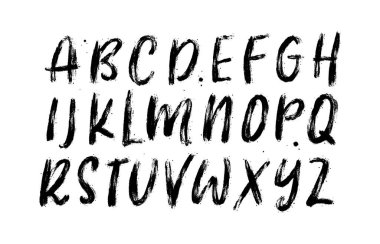 Logo Tasarımı için fırça darbeleri mektupları. El yapımı Kuru Fırça Yazı Tipi. Modern Kaligrafi. Grunge Biçim Alfabesi. 