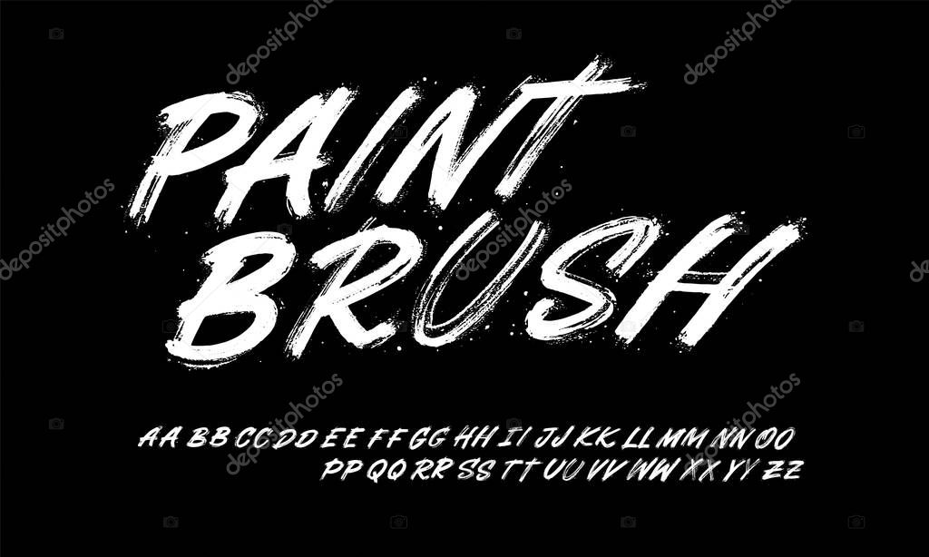Brush Stroke Letters for Logo Design. Hand Drawn Dry Brush Font. Modern Calligraphy. Grunge Style Alphabet.