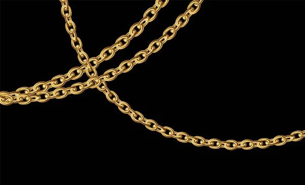 Goldkette Platinkette Luxuriöser Glänzender Schmuckanhänger Oder Anhänger Auf Schwarzem Hintergrund — Stockvektor