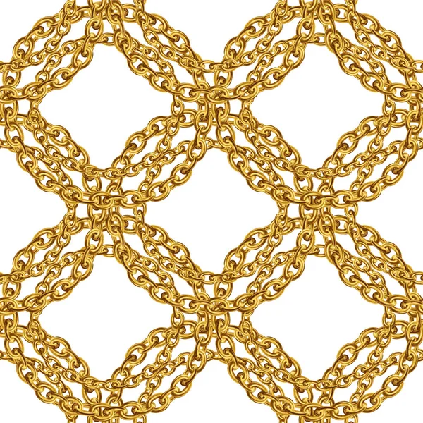 Vector Seamless Pattern Gold Chains Fabric Design White Background Золота — стоковий вектор