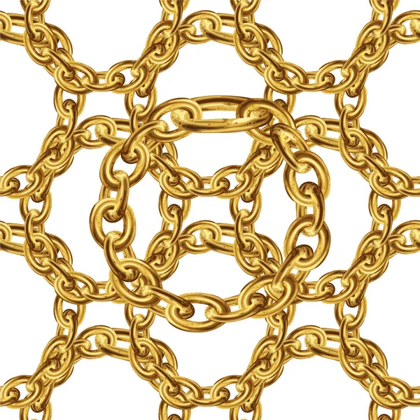 Απρόσκοπτη Μοτίβο Χρυσές Αλυσίδες Για Σχέδιο Υφάσματος Μπαρόκ Χρυσή Εικόνα — Διανυσματικό Αρχείο
