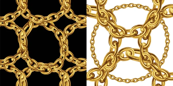 Wzór Złotymi Łańcuchami Projekt Sieci Szkieletowej Barokowe Ilustracja Złoty — Wektor stockowy