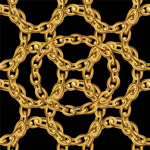 Vector Seamless Pattern Gold Chains Fabric Design Black Background Золота — стоковий вектор