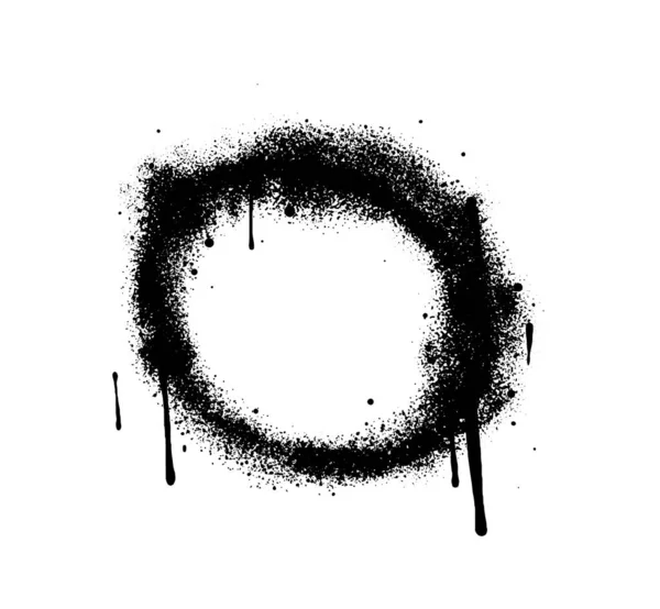 落書き白の黒の円のデザイン要素を噴霧 スプレーペイントリング ストリートスタイル 丸いロゴ グランジベクトルイラスト — ストックベクタ