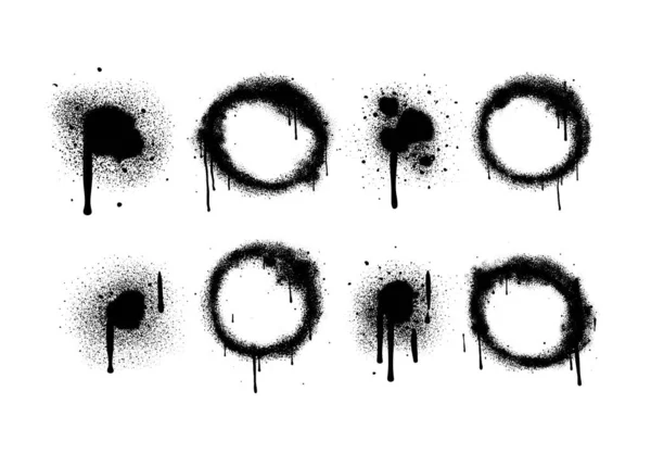 Граффити Спрей Дизайн Круга Элемент Черном Белом Кольцо Распыления Краски — стоковый вектор