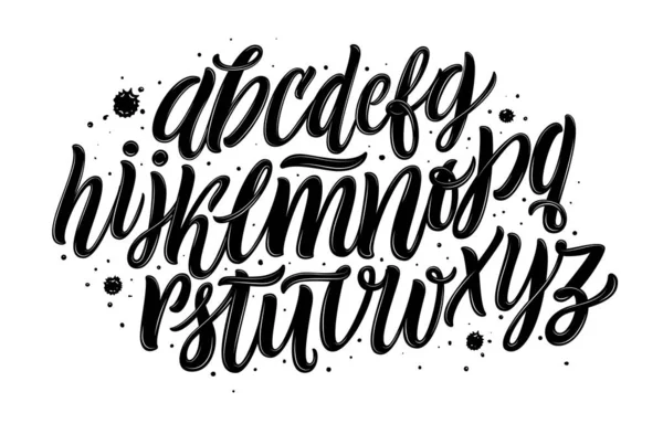 白い背景に描かれたベクトル手描きのアルファベット 筆で文字を描いた 装飾的な芸術フォント 黒文字 — ストックベクタ