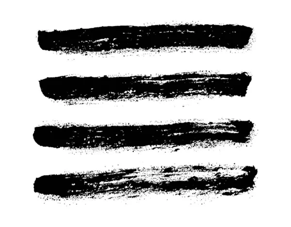 グランジペイントローラー ベクトルブラシストローク ストレスの多いバナー 白を基調とした黒の縞模様 絵筆のコレクション 現代的な質感の形 黒のドライボーダー — ストックベクタ