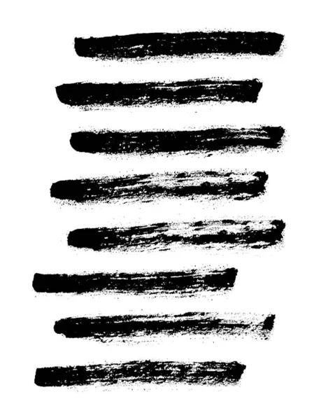 Grunge Paint Roller Vector Brush Stroke Distressed Banner Black Stripes — Stock Vector