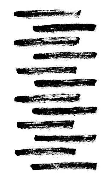 Grunge Paint Roller Vector Brush Stroke Distressed Banner Black Stripes — Stock Vector