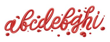 3d Glossy Alphabet Set. ed Font Isolated on White Background. Hand Lettering for Designs: Logo, Packaging, Pack of Gum, Card, etc. Vector.