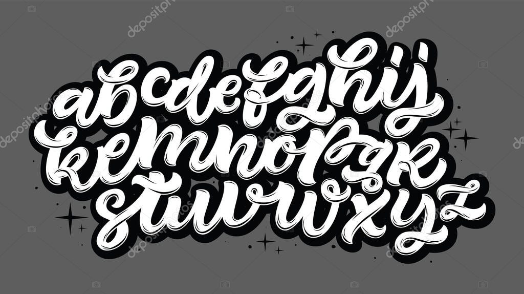 Vector Alphabet. Lettering and Typography for Designs: Logo, Poster, Packaging, Invitation, etc. The modern cursive font in minimal and simple style isolated on white background.