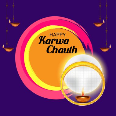 Karwa Chauth kutlaması için Hint festivalinin arka planının vektör çizimi.