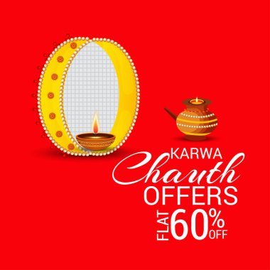 Karwa Chauth kutlaması için Hint festivalinin arka planının vektör çizimi.