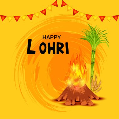 Punjabi Festivali için Mutlu Lohri tatil şablonu için bir arkaplan illüstrasyonu.