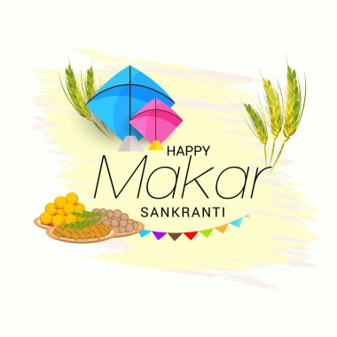 Geleneksel Hint Festivali için arka planın temsilcisi Makar Sankranti 'yi renkli uçurtmalarla kutluyor. 