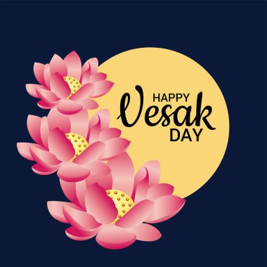 Mutlu Vesak Günü, Buda Günü için arka planın vektör çizimi.