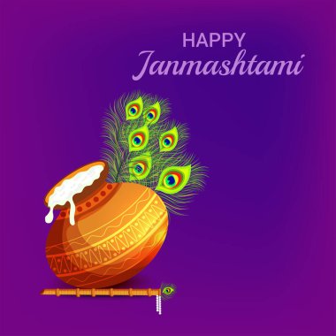 Mutlu Janmashtami kutlamaları için Hint festivalinin arka planının temsilcisi..