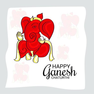 Geleneksel Hint Festivali için vektör illüstrasyonu Mutlu Ganesh Chaturthi 'yi kutlayın. Metin Boşluğu Arkaplanı.