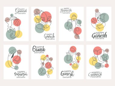 Geleneksel Hint Festivali için vektör illüstrasyonu Mutlu Ganesh Chaturthi 'yi kutlayın. Metin Boşluğu Arkaplanı.