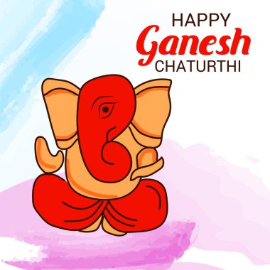 Geleneksel Hint Festivali için vektör illüstrasyonu Mutlu Ganesh Chaturthi 'yi kutlayın. Metin Boşluğu Arkaplanı.