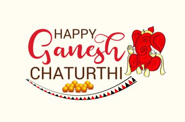 Geleneksel Hint Festivali için vektör illüstrasyonu Mutlu Ganesh Chaturthi 'yi kutlayın. Metin Boşluğu Arkaplanı.