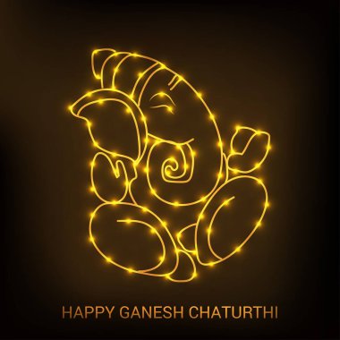 Geleneksel Hint Festivali için vektör illüstrasyonu Mutlu Ganesh Chaturthi 'yi kutlayın. Metin Boşluğu Arkaplanı.