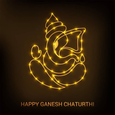 Geleneksel Hint Festivali için vektör illüstrasyonu Mutlu Ganesh Chaturthi 'yi kutlayın. Metin Boşluğu Arkaplanı.