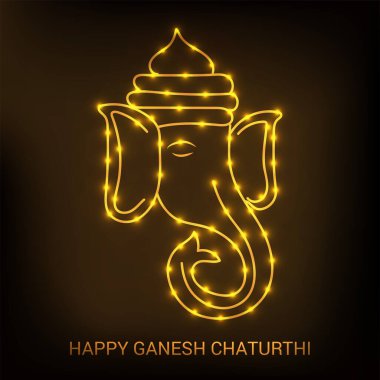 Geleneksel Hint Festivali için vektör illüstrasyonu Mutlu Ganesh Chaturthi 'yi kutlayın. Metin Boşluğu Arkaplanı.